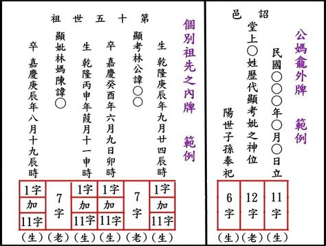 往生者牌位寫法